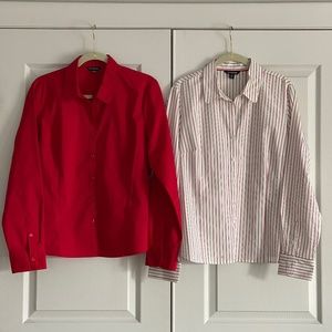 Bundle (2) Women’s Button Down Shirts Sz 12/14 L